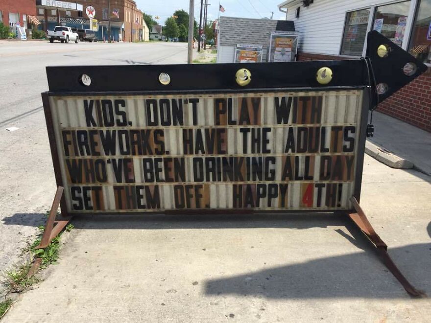 My Hometown Gas Station Giving Advice To Kids For The 4th