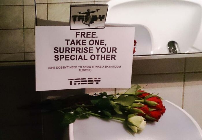 Somebody Put These In The Men's Bathroom At The Movie Theater On Valentine's Day