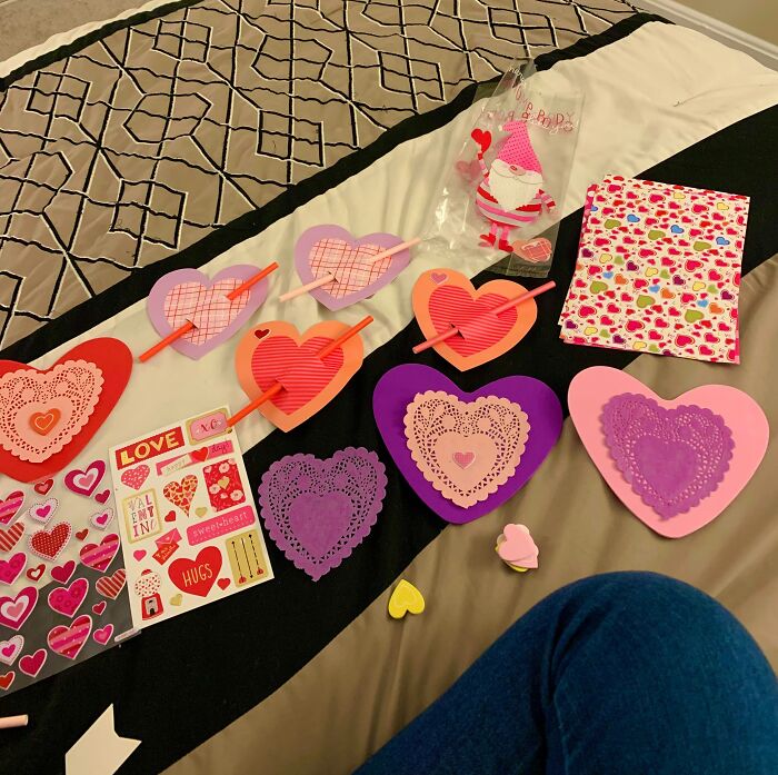 It’s A Cold Night And I’m Staying In To Make Valentine’s Day Grams. For A Senior Living Center As Part Of Service Day For My Job