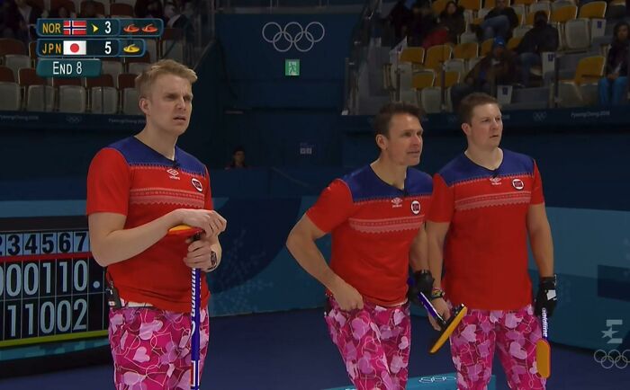 Norwegian Curling Team's Valentine's Day Pants