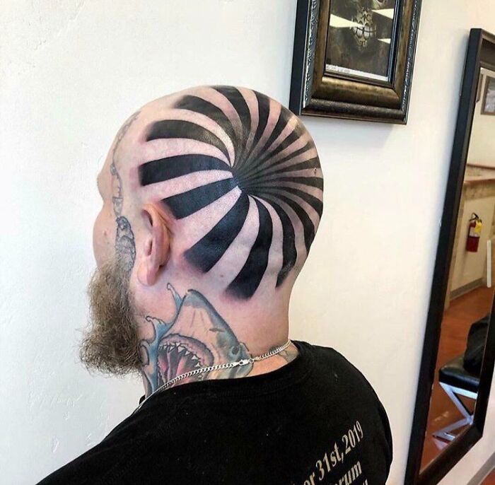 The Way This Optical Illusion Tattoo Makes His Head Look