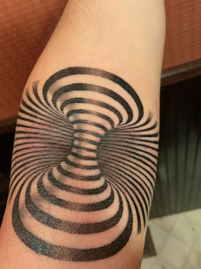 Loop Optical Illusion Hand Tattoo