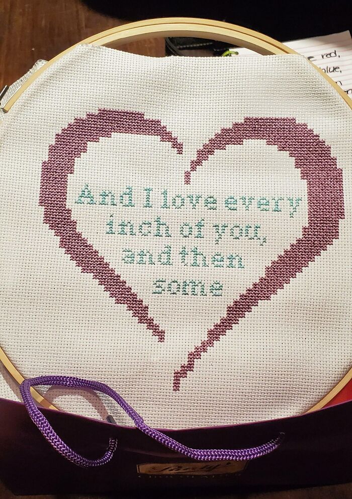 I (34M) Cross-Stitched My Wife Her Valentine's Day Gift. It's The Lyrics To Our First Dance