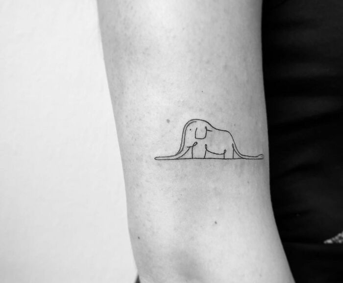 Little Prince line elephant arm tattoo