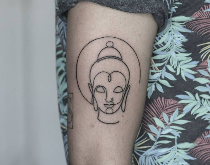 Single line Budha arm tattoo