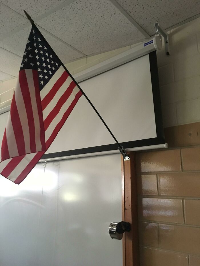 New Classroom Projector Screen Installation Courtesy Of Qa Systems In Austin, Texas