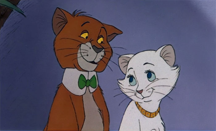 Thomas O’Malley and Duchess looking at each other from The Aristocats