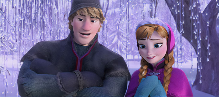Anna and Kristoff looking from Frozen