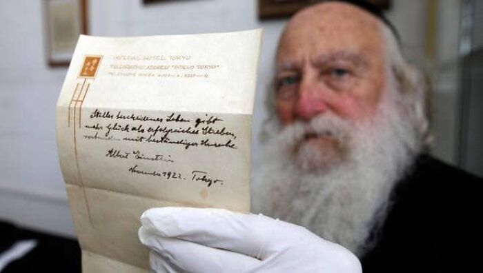 This Note Was Written By Albert Einstein In 1922. It Sold For $1.6m At An Auction In 2017