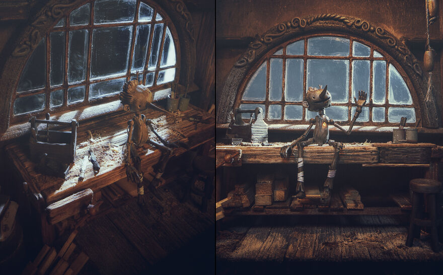 I Crafted My Own Pinocchio Diorama Inside A Guitar (10 Pics)