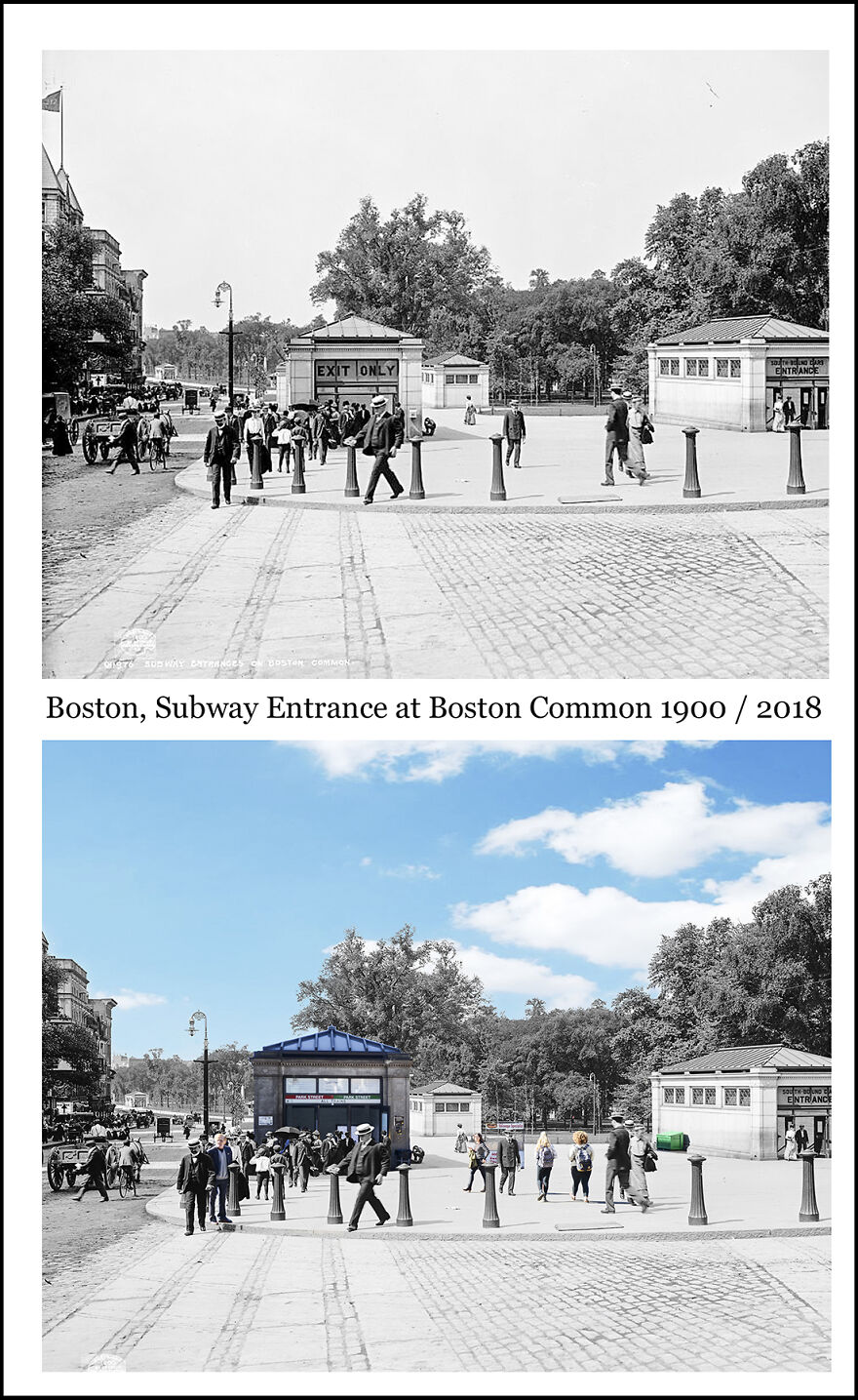 Boston, Subway Entrance At Boston Common 1900 / 2018