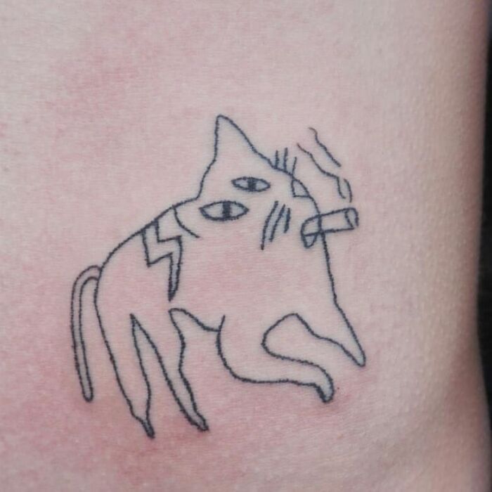 Funny Smoking Cat Tattoo