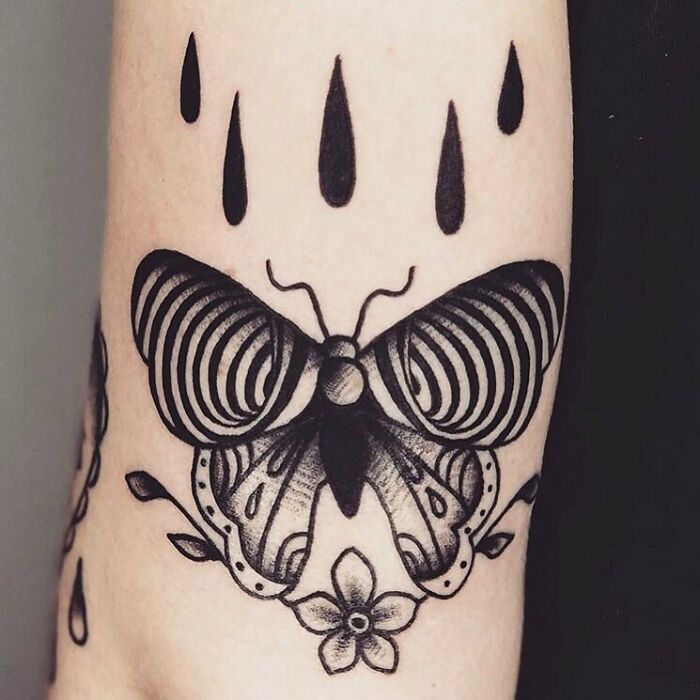 Optical Illusion Butterfly Hand Tattoo