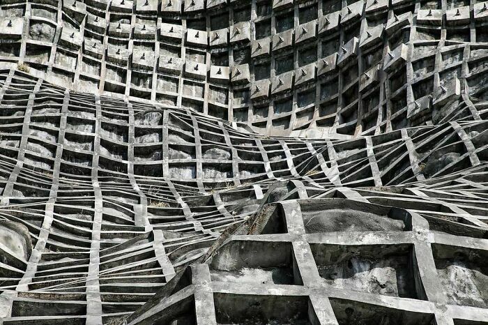 Aogashima Island, Japan. Concrete Cell Anchor Ties. Photo By Norio Nakayama