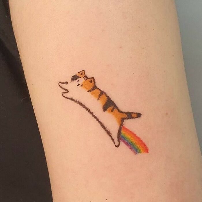 Rainbow Cat Funny Tattoo