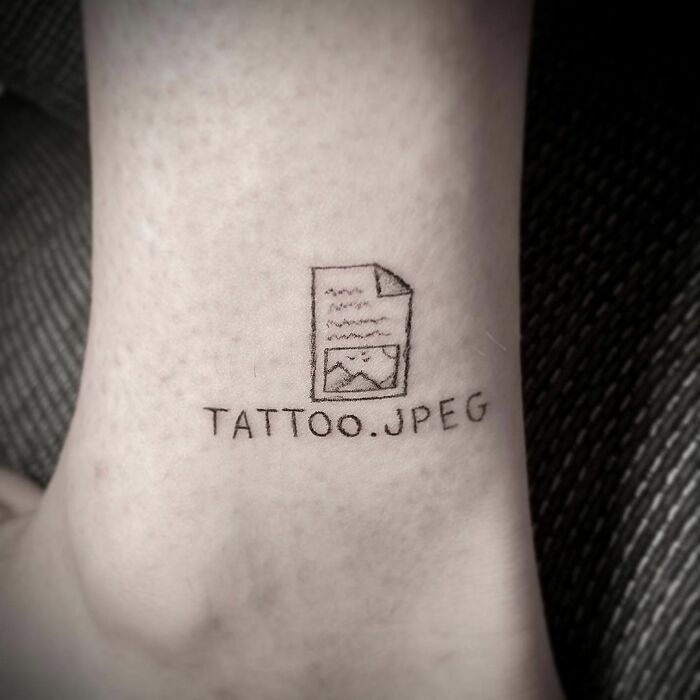 Funny Computer File Leg Tattoo
