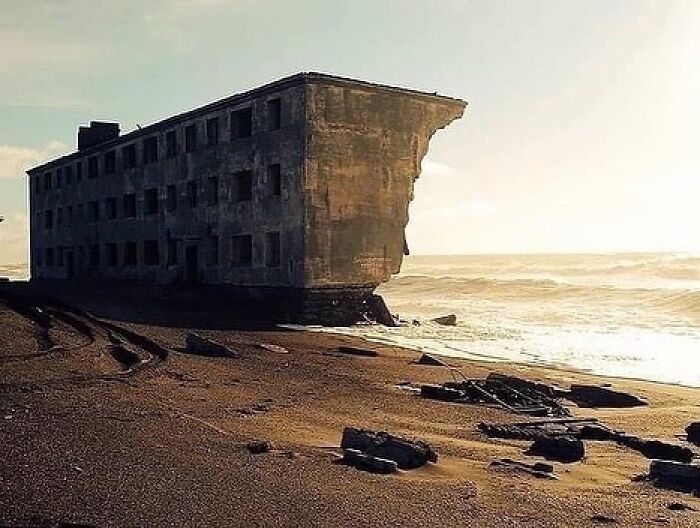 Concrete Block Of Flats Abandoned In 1964, Located In Kamchatka, (Russia), The Former Fishing Village Kirovsky