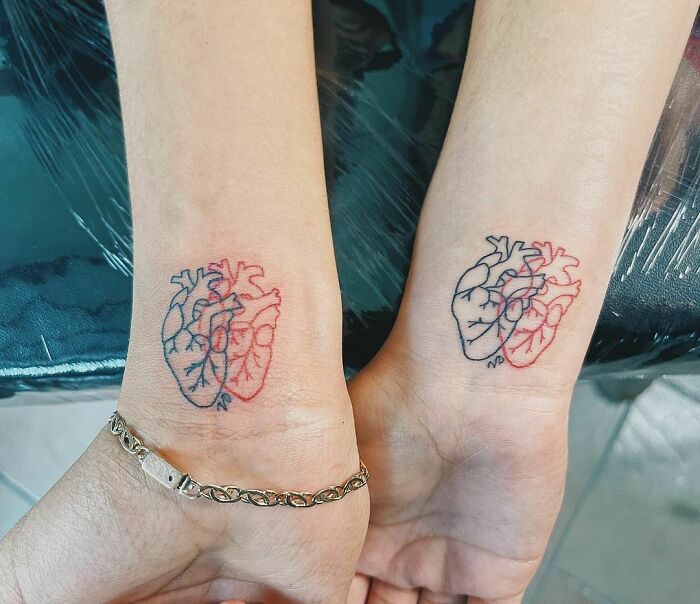 Heart Tattoos For Sisters