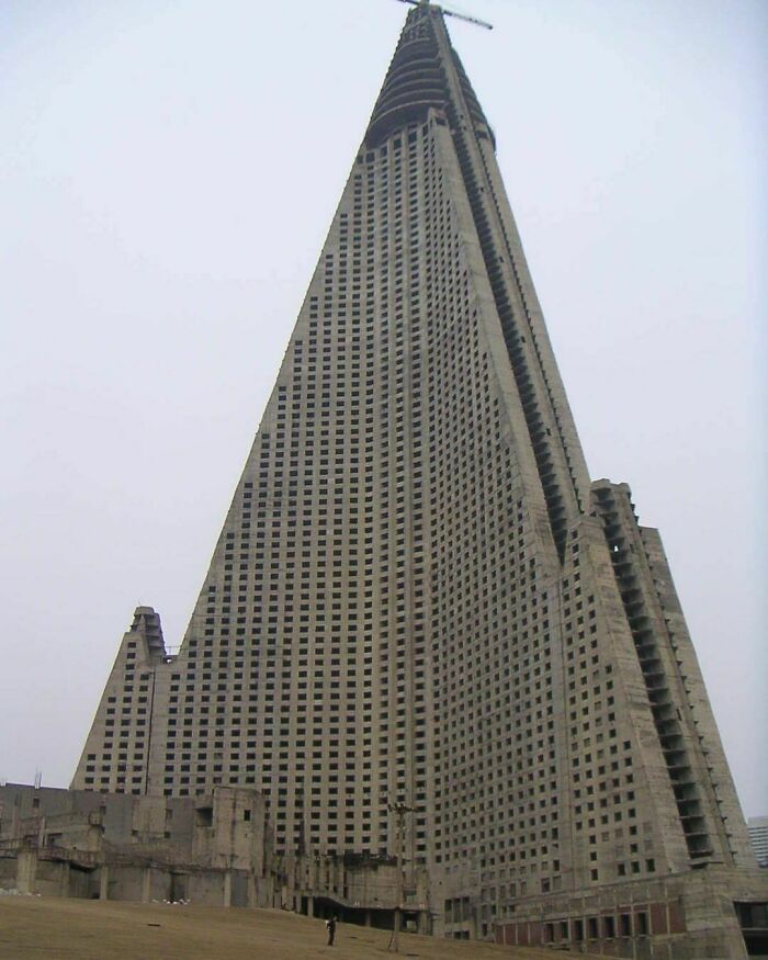 The Ryugyong Hotel Is An Unfinished 105-Story, 330-Metre-Tall (1,080 Ft) Pyramid-Shaped Skyscraper In Pyongyang, North Korea. (Baikdoosan Architects & Engineers)