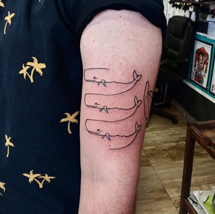 Optical Illusion Whale Hand Tattoo