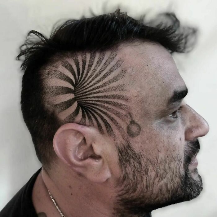 Optical Illusion Head Tattoo