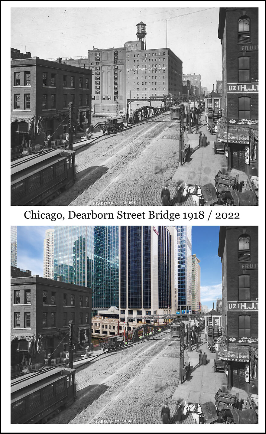 Chicago, Dearborn Street Bridge 1918 / 2022