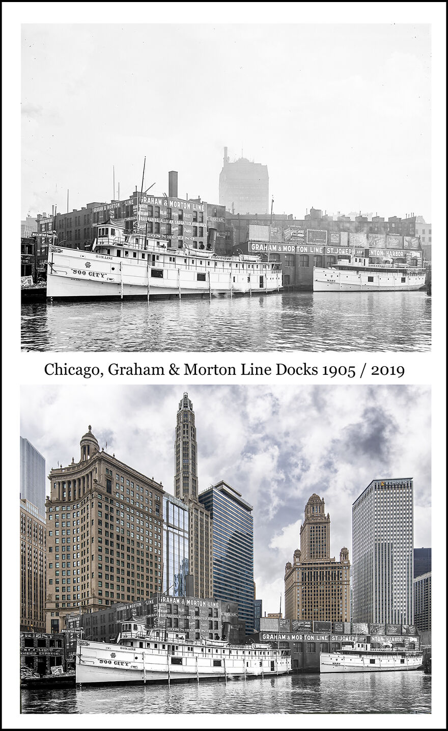 Chicago, Graham & Morton Line Docks 1905 / 2019