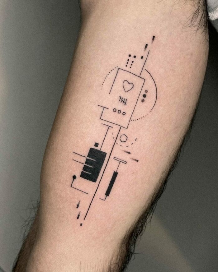 black and white circuit tattoo on arm on Craiyon