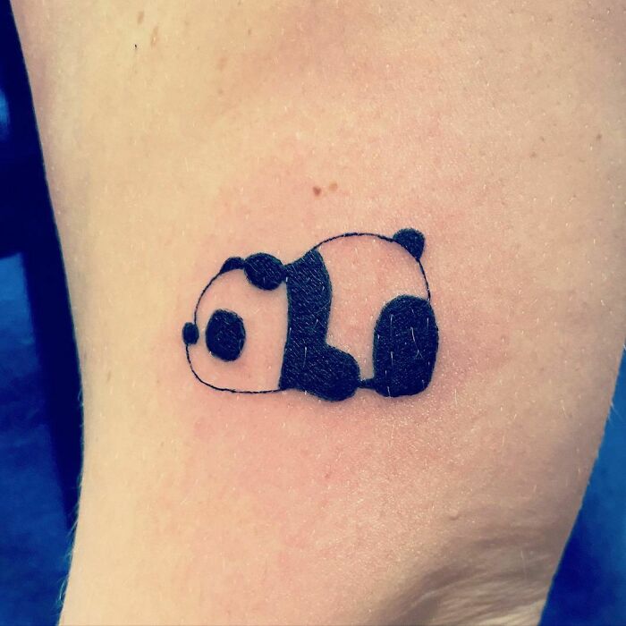 Laying Panda Funny Tattoo