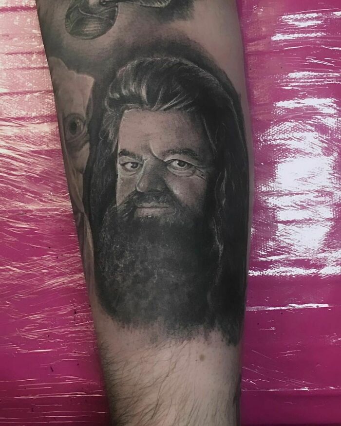 First Tattoo Back After Christmas Break And It’s A Partial Cover Up With This “Palm Sized” Hagrid