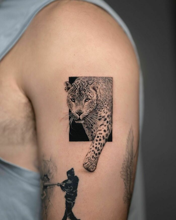 Optical Illusion Lion Arm Tattoo