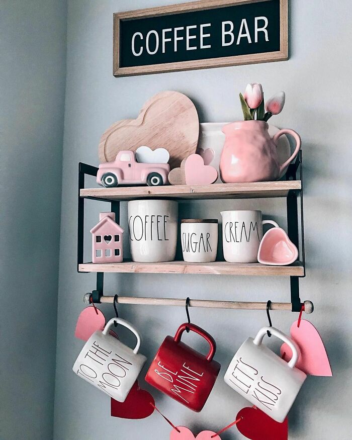 Valentine's Coffee Station Shelf