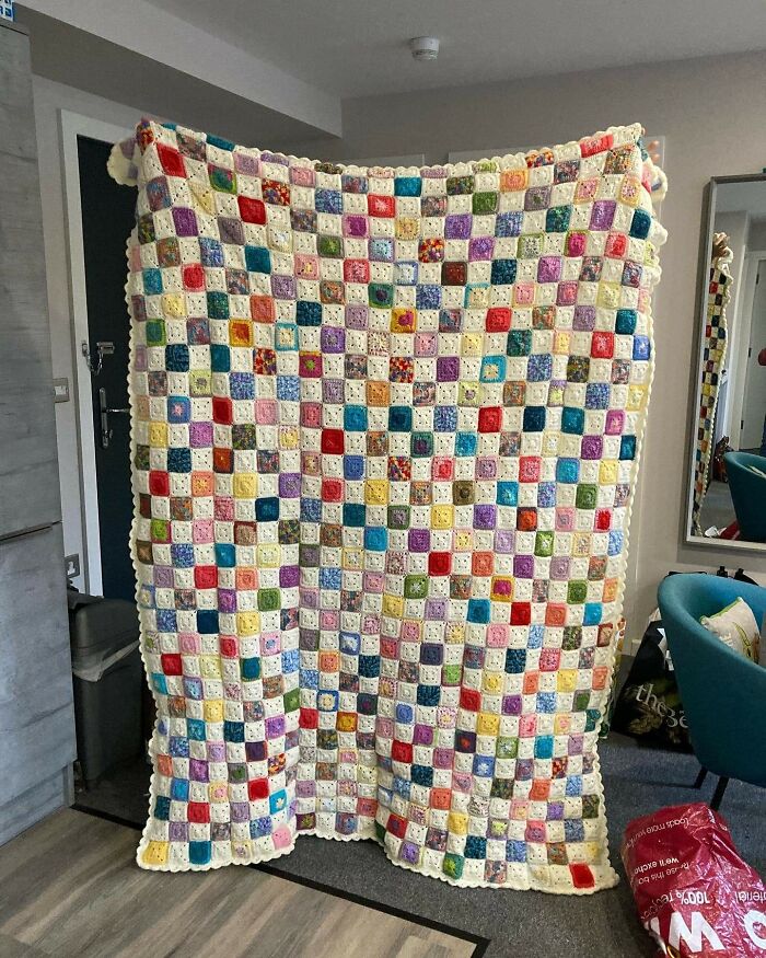 A Blanket I Recently Finished For My Daughter, It's Called The Battenberg Blanket But Has Been Renamed A Hug From Home