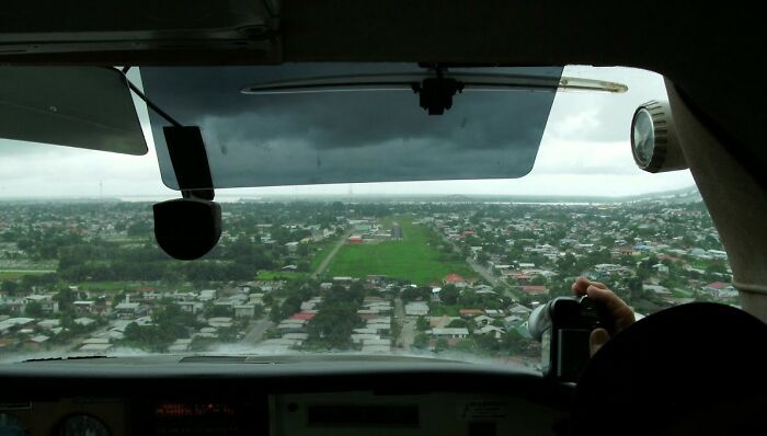 Approaching The Airport In The Middle Of Paramaribo, The Capital Of Surinam