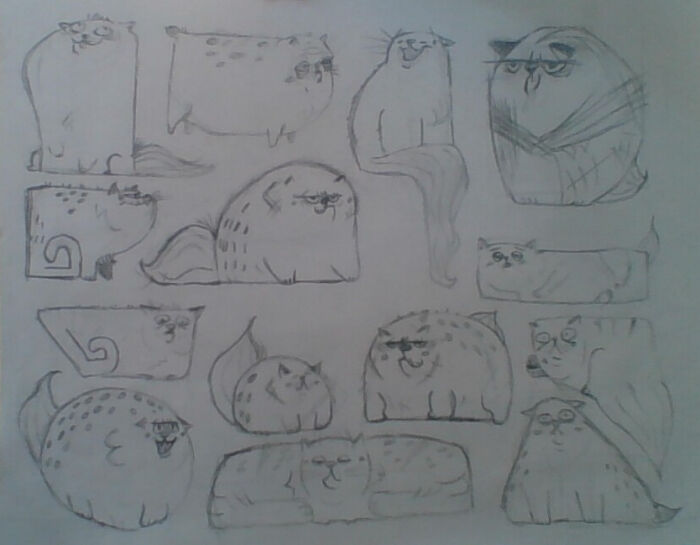 Cartoon Inspired Cats! It's More Like A Page Of Ten-Minute Sketches, But Oh Well