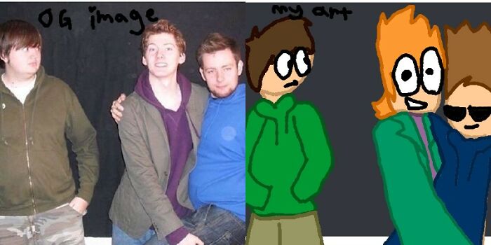I Redrew This Image Of The Real Life Eddsworld Cast With Their Fictional Counterparts