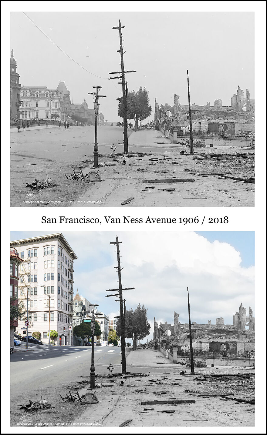 San Francisco, Van Ness Avenue 1906 / 2018