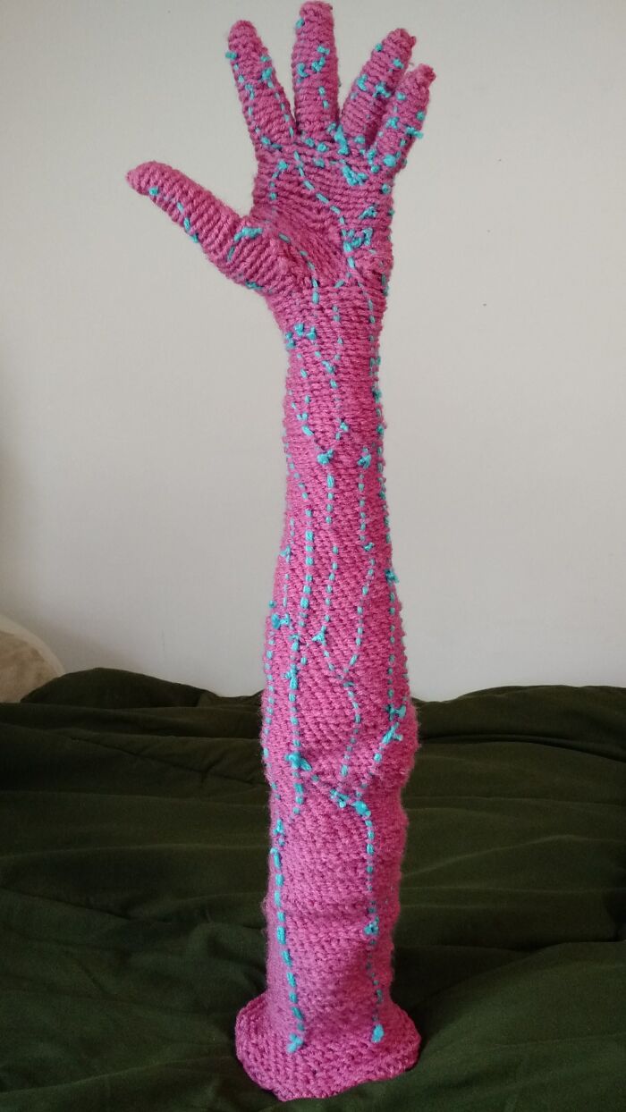 Art College Sculpture Project, Crocheted Over My Own Arm
