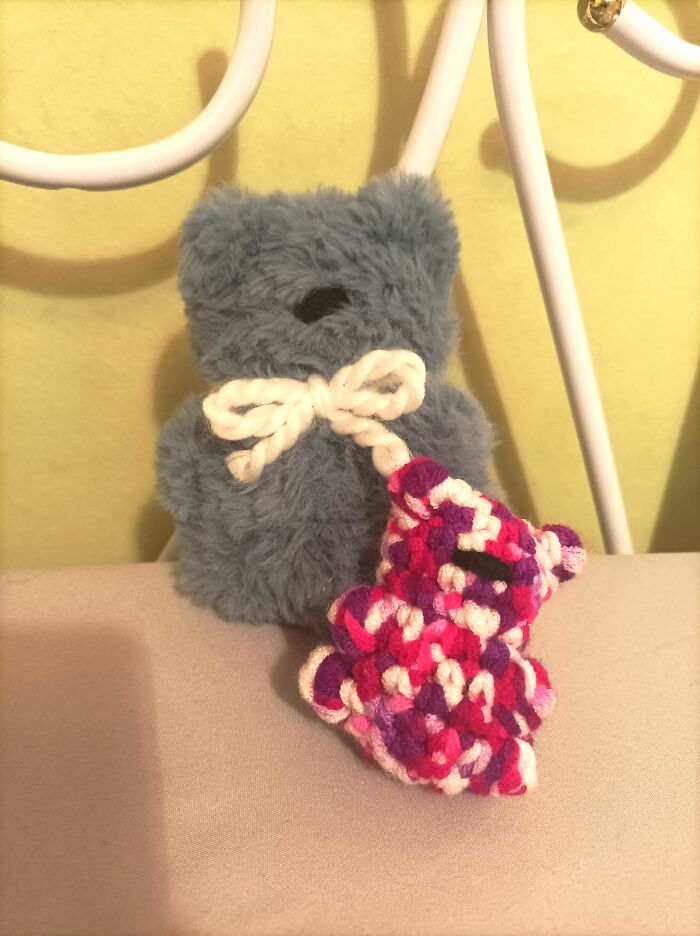 Made Lil Bears ! Blue To Cuddle With, And Purple To Keep In My Pocket 😁