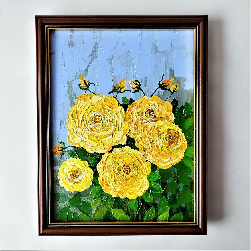 Yellow Rose Painting Impasto
