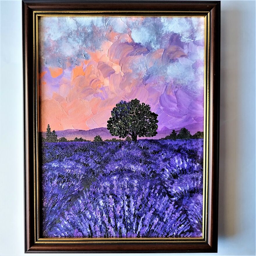 Lavender Field Painting Impasto