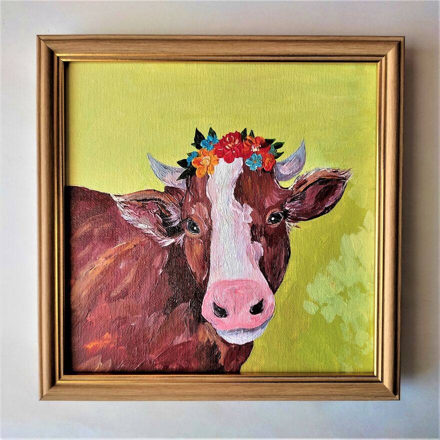 Cute Cow Painting Impasto