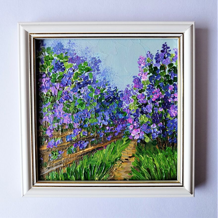 Lilac Garden Impasto Painting