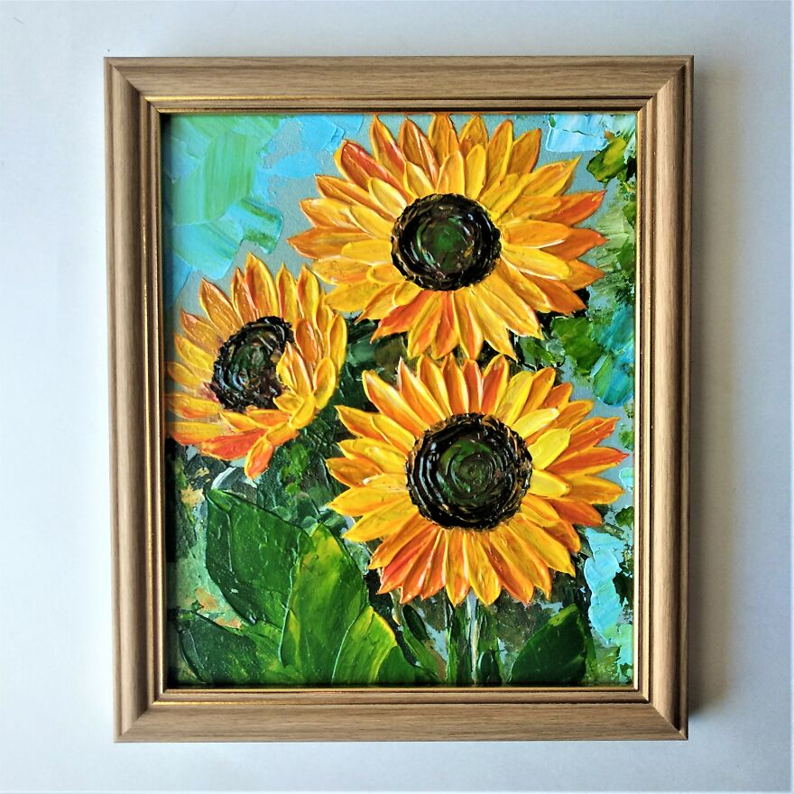 Sunflowers Painting Impasto