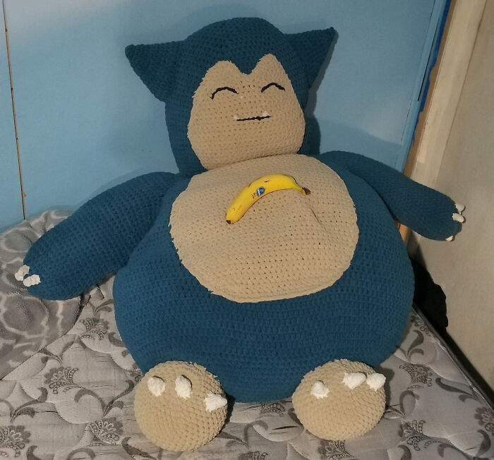 My Wife Made This 4ft Tall Snorlax For Our Son. Great Cuddle Buddy