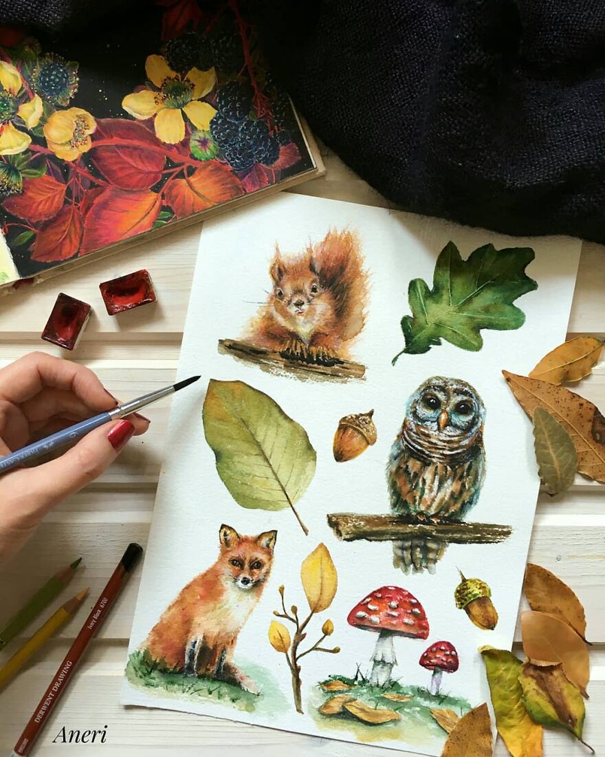 This Artist Patiently Paints Drawings, Turning Them Into Works Of Art