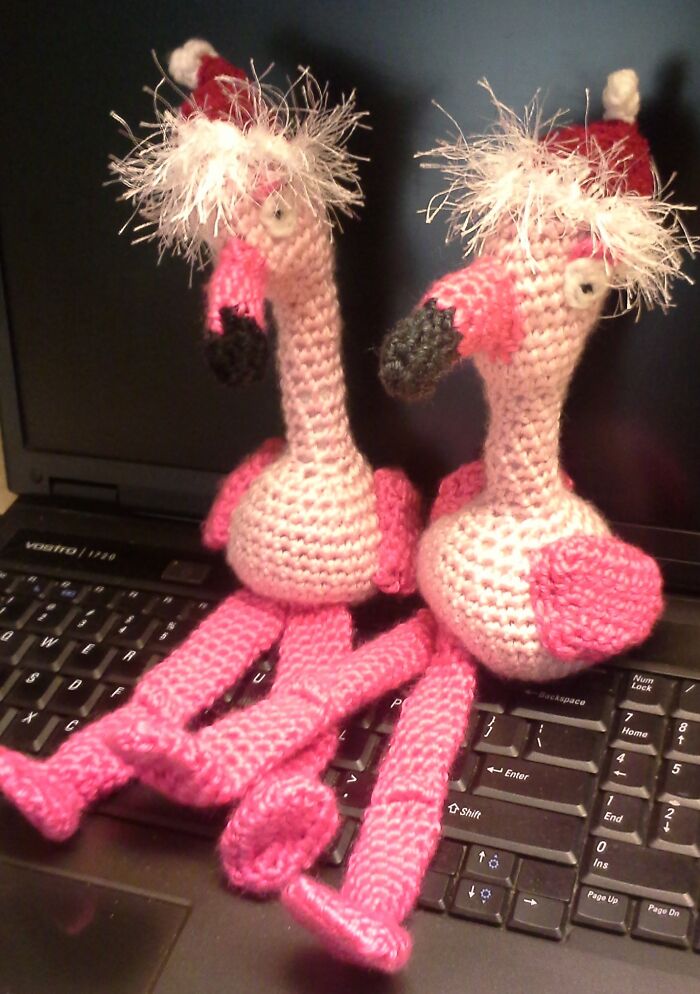 A Pair Of Festive Flamingos For Christmas Gifts