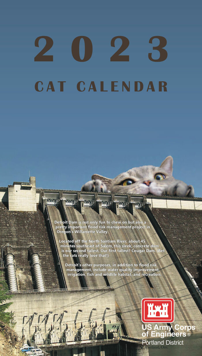 The U.S. Army Corps Of Engineers' 2023 Calendar Is An Entertaining Combination Of Engineering, Cats And Comedy