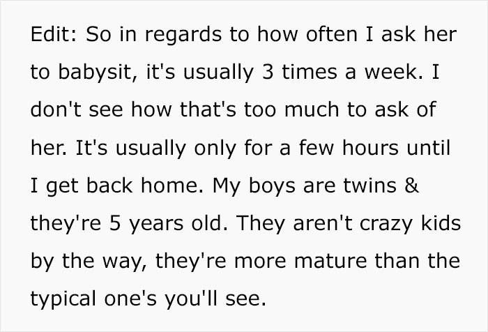 Dad Livid His Daughter Objects To Babysitting His 5 Y.O. Twins, Even Though She Lives With Him Rent-Free Dad Livid His Daughter Objects To Babysitting His 5 Y.O. Twins, Even Though She Lives With Him Rent-Free