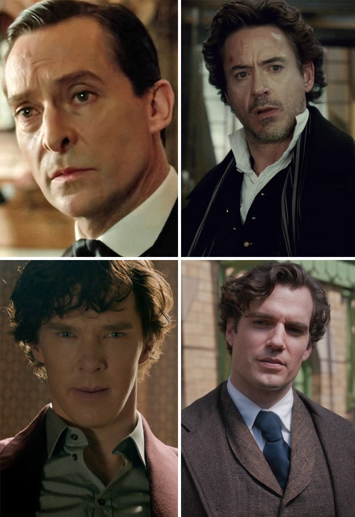 Jeremy Brett, Robert Downey Jr., Benedict Cumberbatch, Henry Cavill — Sherlock Holmes